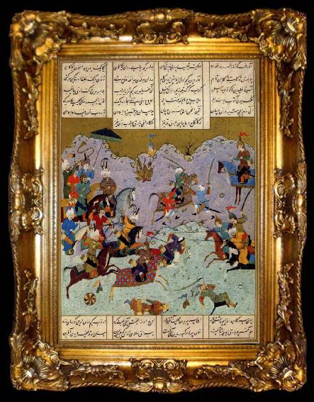 framed  Ali She Nawat Alexander defeats Darius,an allegory of Shah Tahmasp-s defeat of the Uzbeks in 1526, ta009-2